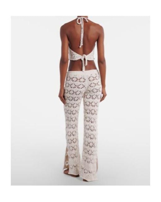 Alanui White Lagoon Romance Crochet Flared Pants