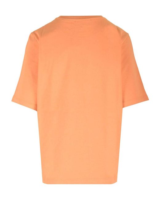 Maison Kitsuné Orange Maison Kitsuné Logo Embroidered Crewneck T-Shirt