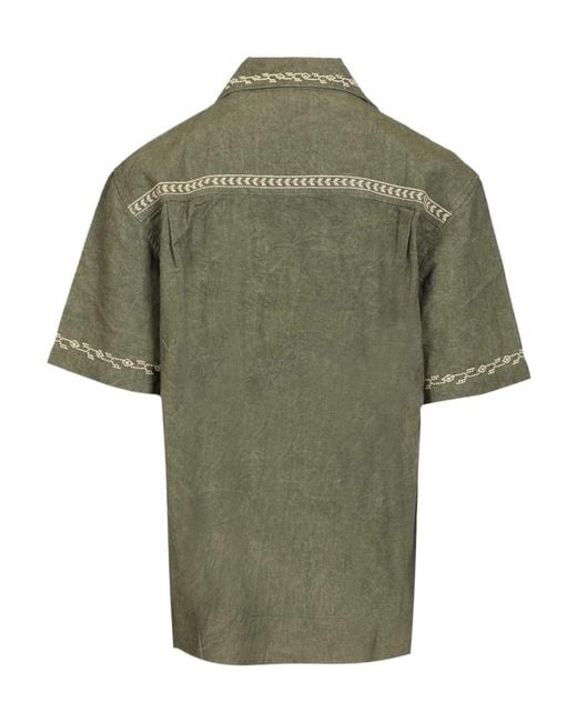 Isabel Marant Green Zekim Embroidered Short-Sleeve Shirt for men