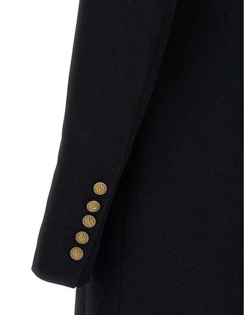 Balmain Black V-Neck Buttoned Mini Dress