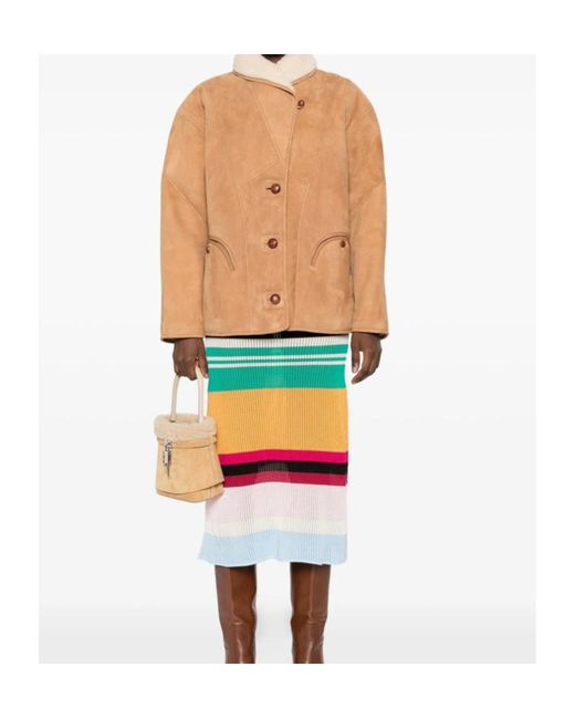 Blazé Milano Natural Button-Up Suede Jacket