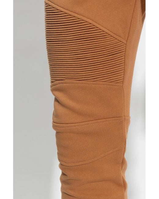 Balmain Brown Logo Printed Drawstring Track Pants for men