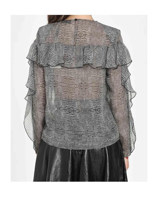Elisabetta Franchi Gray Sheer Blouse