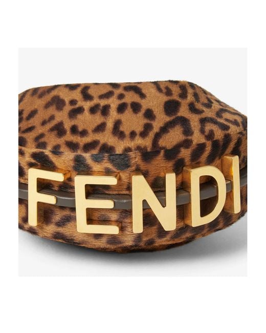 Fendi Brown Nano Graphy Leopard Printed Hobo Bag