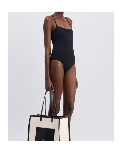 Loulou de Saison Black Criss-Crossing Straps Swimsuit