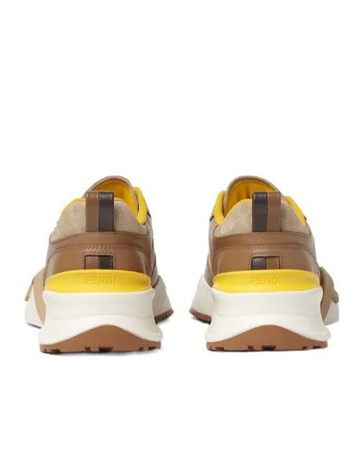 Fendi Brown Flow Lace-Up Sneakers for men