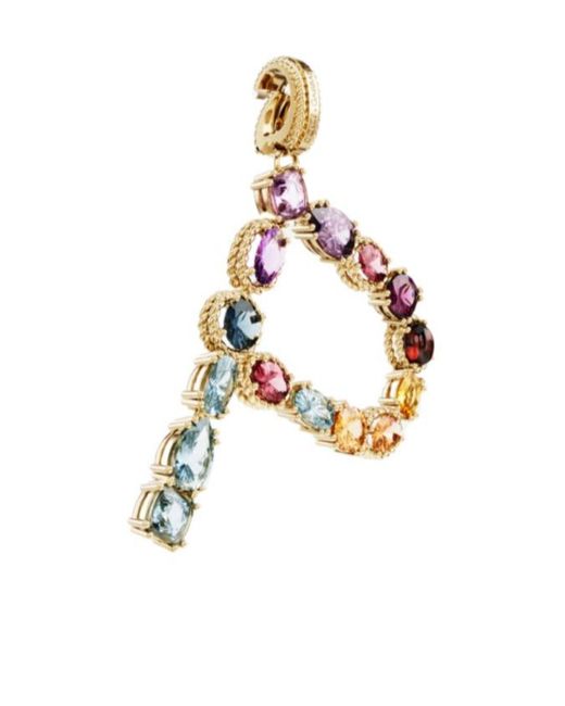 Dolce & Gabbana Multicolor 18Kt P Letter Gemstone Pendant