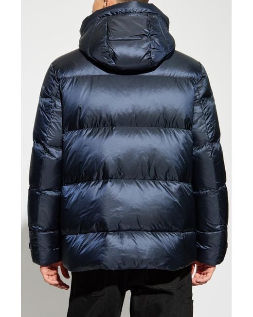 Woolrich Blue High-Neck Hooded Down Jacket for men