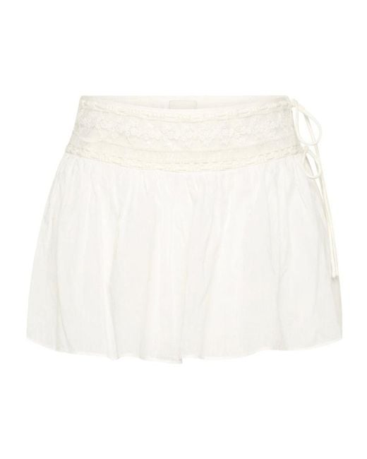 Posse Women's White Danielle Lace-Trim Skort