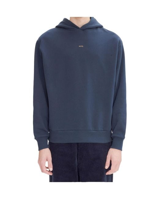 A.P.C. Blue Logo-Print Hoodie for men
