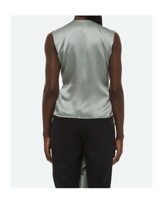 Helmut Lang Green Draped Scarf Top