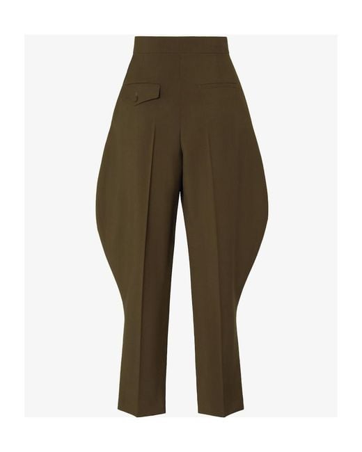 Fendi Green High-Waist Pleated Riding Trousers