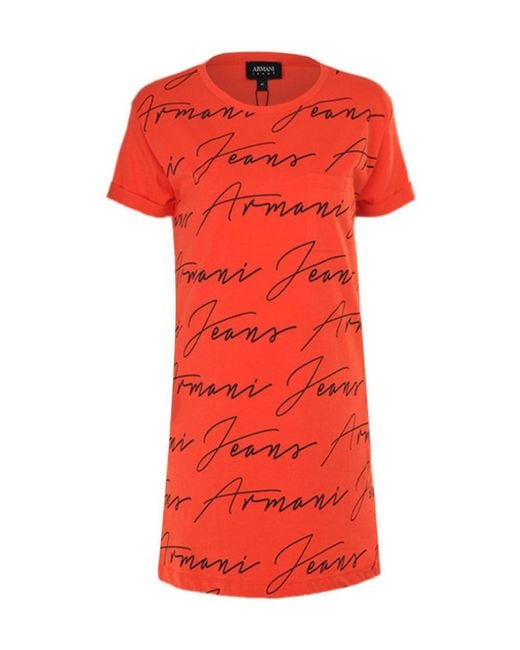 Armani Jeans Red Logo Short-Sleeved T-Shirt