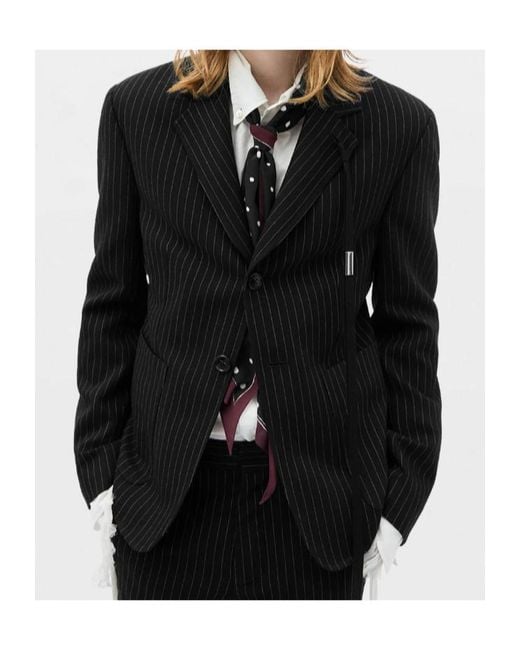Ann Demeulemeester Black Printed Silk Scarf for men