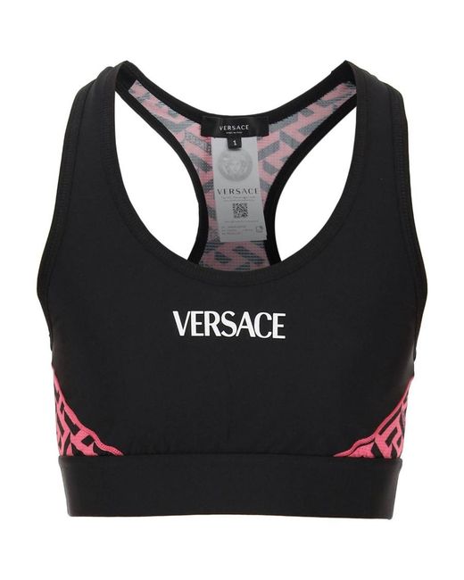 Versace Black La Greca Logo-Print Sports Bra