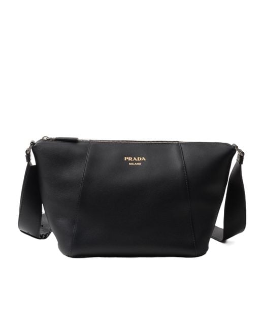 Prada Black Leather Shoulder Bag for men