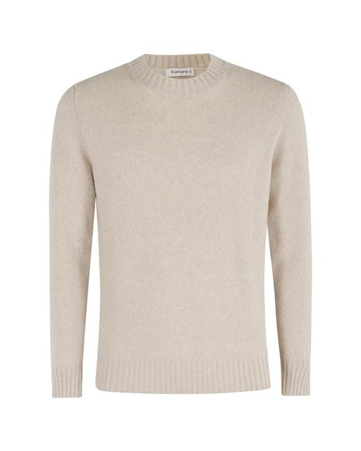 Kangra Cashmere White Crewneck Long-Sleeve Sweater for men