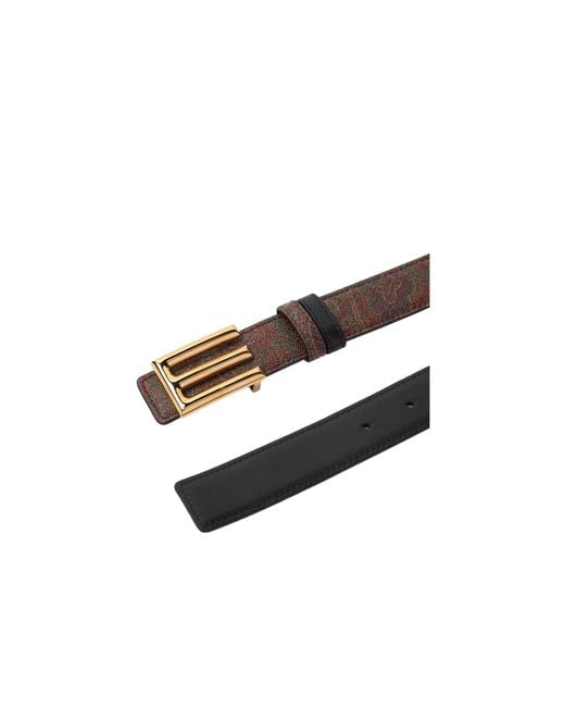 Etro White Paisley Printed Logo Buckled Belt