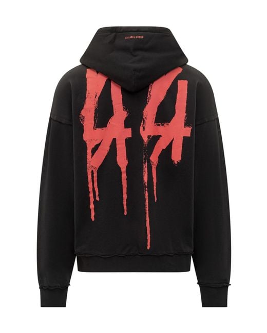 44 Label Group Black Logo Hoodie Sweater for men