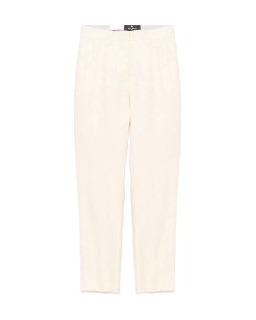 Etro White Paisley-Jacquard Trousers