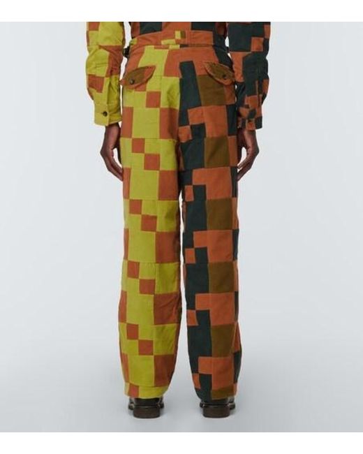 Bode Orange Patchwork Corduroy Pants for men