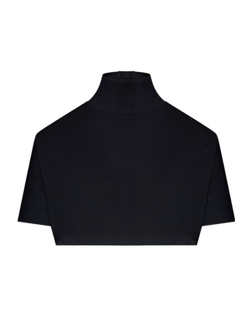 Alaïa Blue Alaïa Cropped Jersey T-Shirt