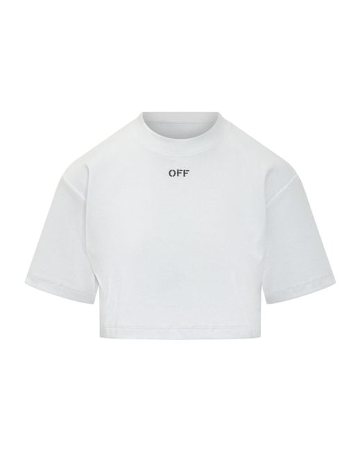 Off-White c/o Virgil Abloh White Off Stamp Rib Cropped T-Shirt