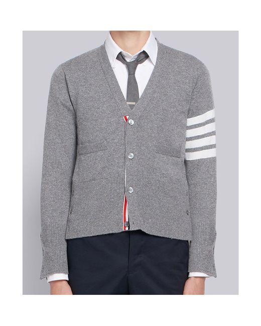 Thom Browne Gray 4-Bar Stripe Cardigan for men