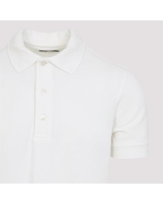 Tom Ford White Short-Sleeved Buttoned Polo Shirt for men