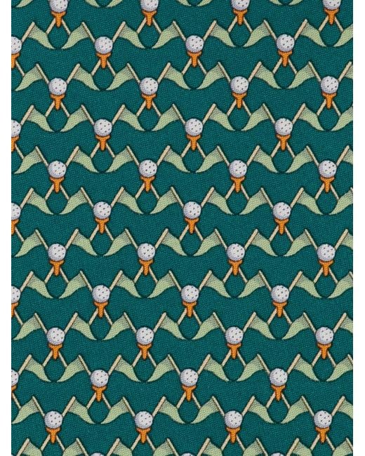 Ferragamo Green Club Print Silk Tie for men