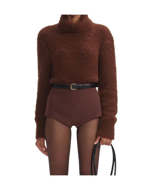 Self-Portrait Brown Oversize-Collar Sweater