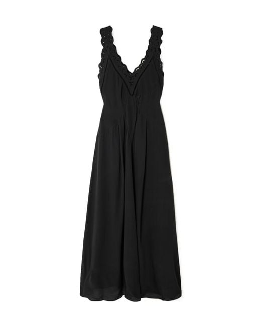 Isabel Marant Black Freda Broderie Anglaise-Trimmed Crepe Maxi Dress