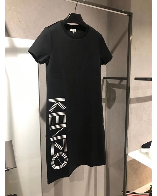 KENZO Black Logo Printed Dress
