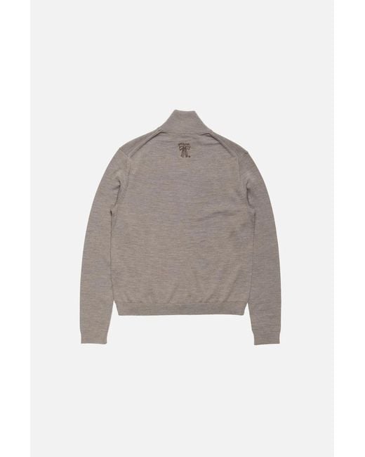 Acne Gray Zip-Up Bow Logo Cardigan for men