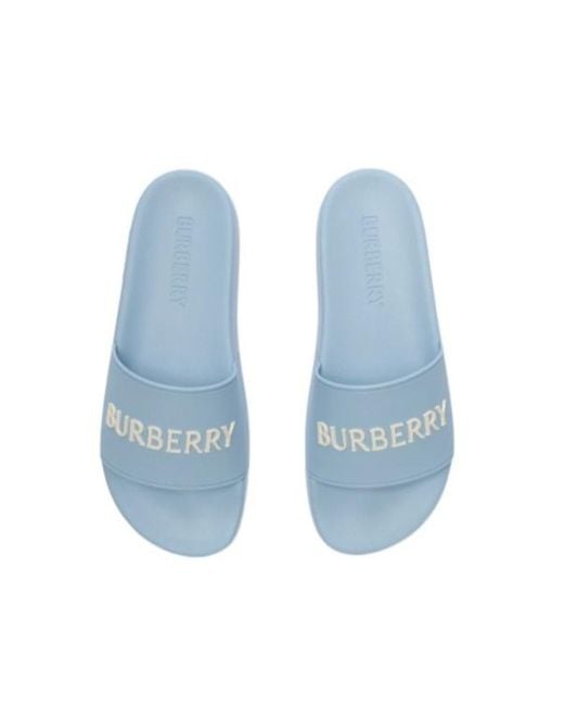 Burberry Blue Logo Detailed Slip-On Slides