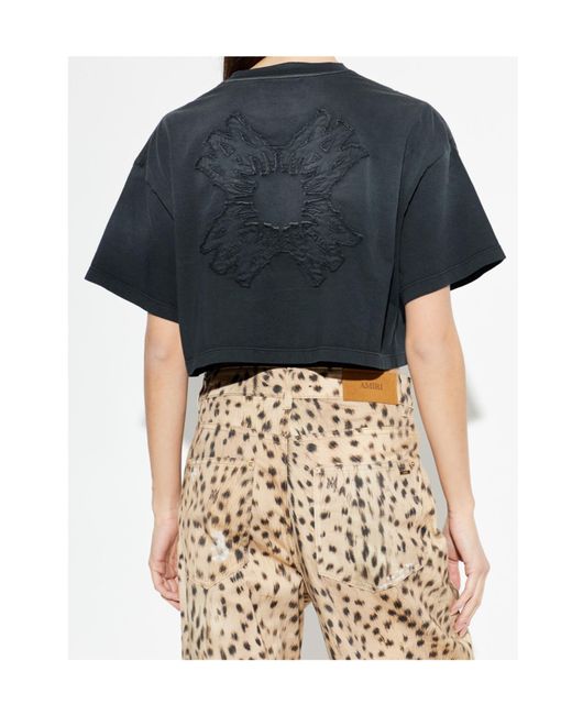 Amiri Blue Logo Detail Cropped Top