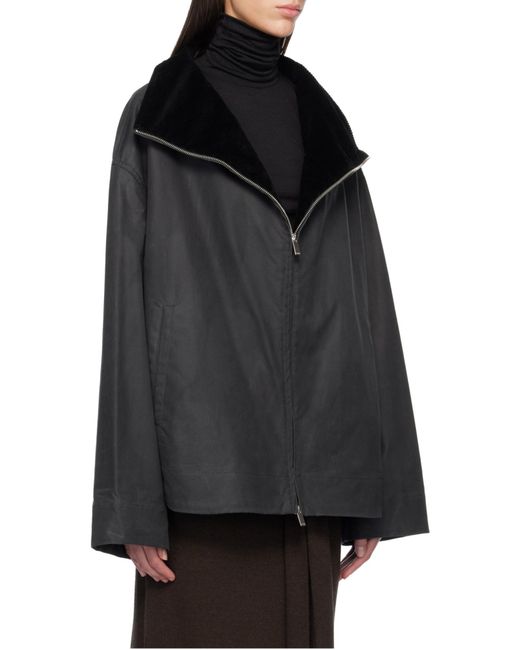 Totême  Black Totême Long Sleeved Corduroy-Collar Jacket