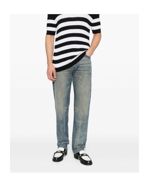 Balmain Blue Logo-Patch Jeans for men