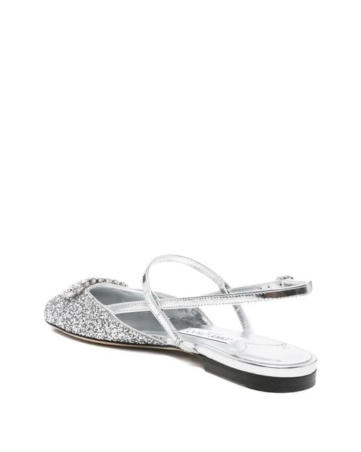 Jimmy Choo White Round-Toe Flat Sandals