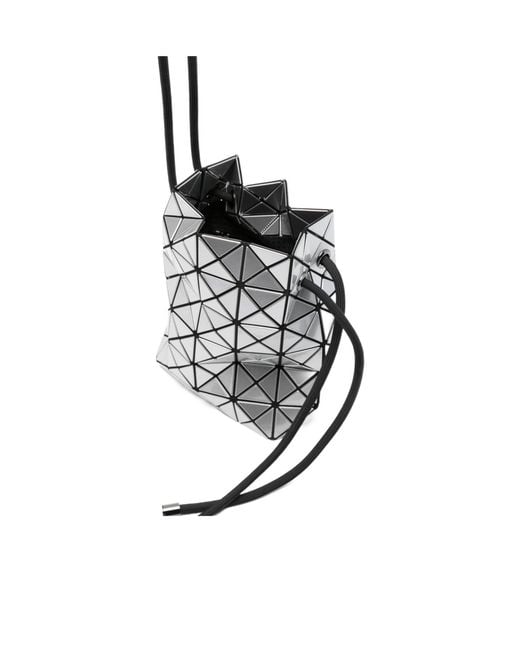 Issey Miyake White Prism Drawstring Shoulder Bag
