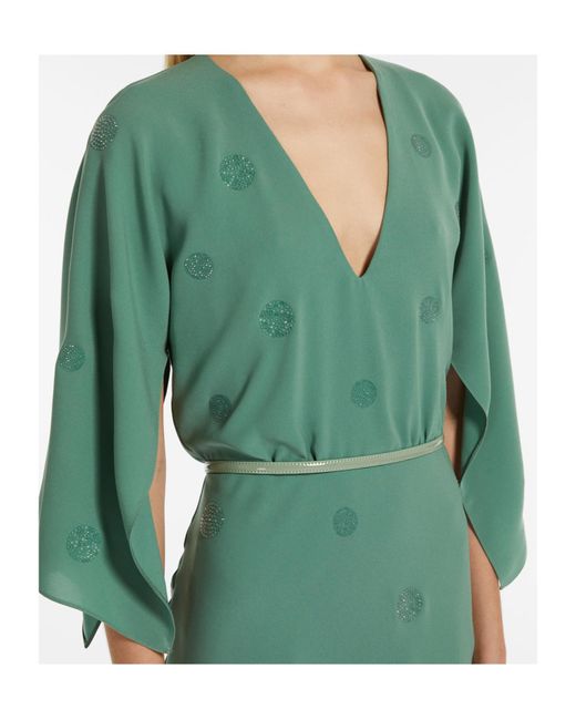 Max Mara Green Rhinestone-Embellished Dress