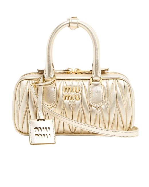 Miu Miu Natural Arcadie Quilted Mini Shoulder Bag