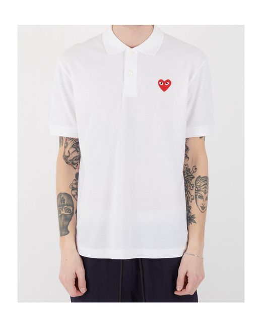 COMME DES GARÇONS PLAY White Short Sleeve Polo Shirt for men