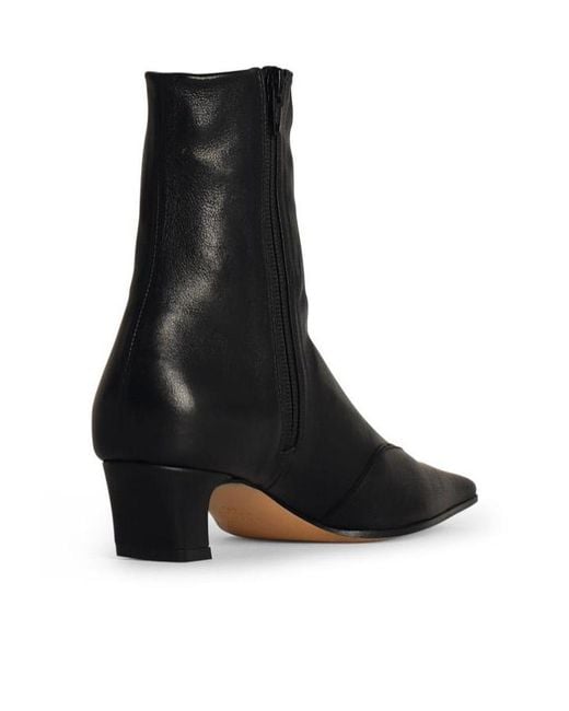 Khaite Black Nevada Almond Toe Ankle Boots