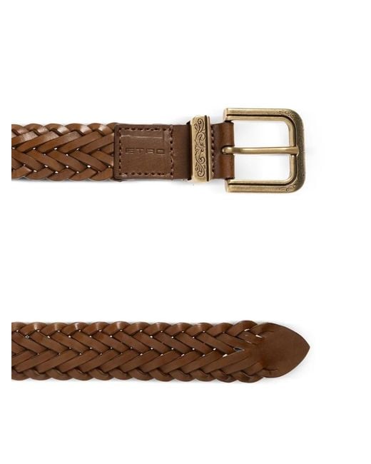 Etro Brown Braided Leather Belt