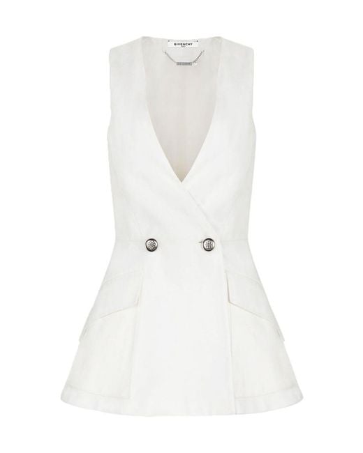 Givenchy White Sleeveless Blazer Jacket