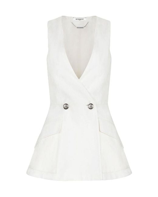 Givenchy White Sleeveless Blazer Jacket