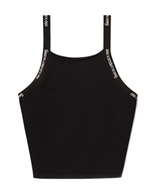 Alexander Wang Black Logo Jacquard-Trim Bodycon Tank