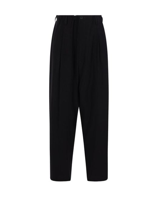 Yohji Yamamoto Black Pleated Trousers for men