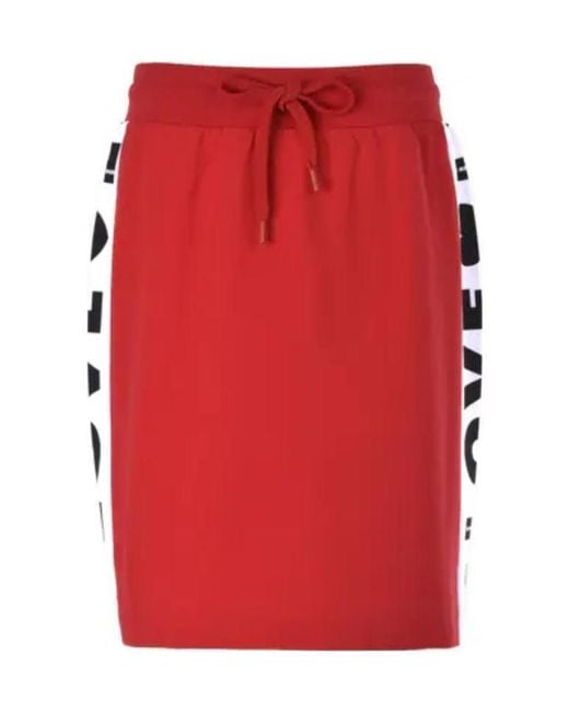 Moschino Red Side Logo Skirt